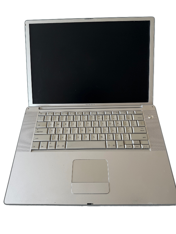 Apple PowerBook G4 (Model A1095, 2004) Vintage Apple MacBook Pro Laptop – Silver, Fair Condition