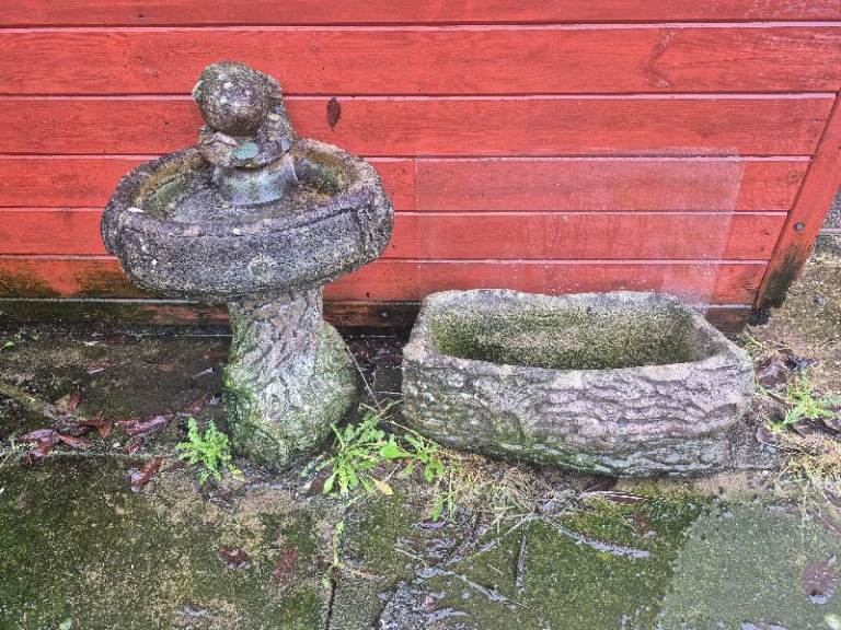 Garden ornaments stone small trough & Bird bath 