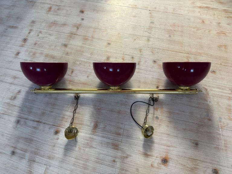Over pool snooker table light burgundy wine colour