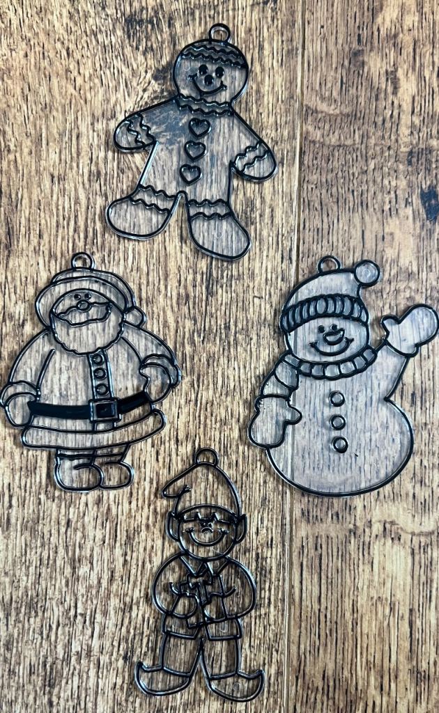 Christmas suncatcher Decorations - Gingerbread, Santa, Snowman, Elf