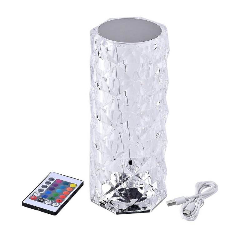 New Crystal RGB Table Lamp with Remote Control and Touch Sensor