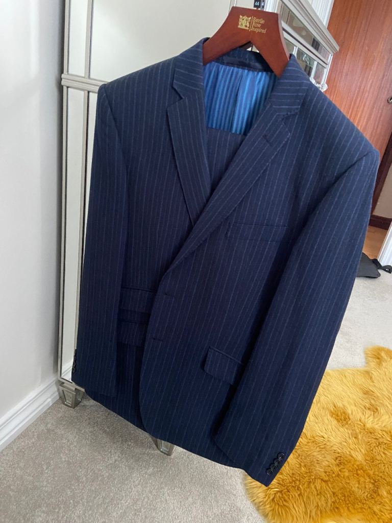 Dark Navy Pinstripe 2 Piece Suit (M&S) - UNWORN 
