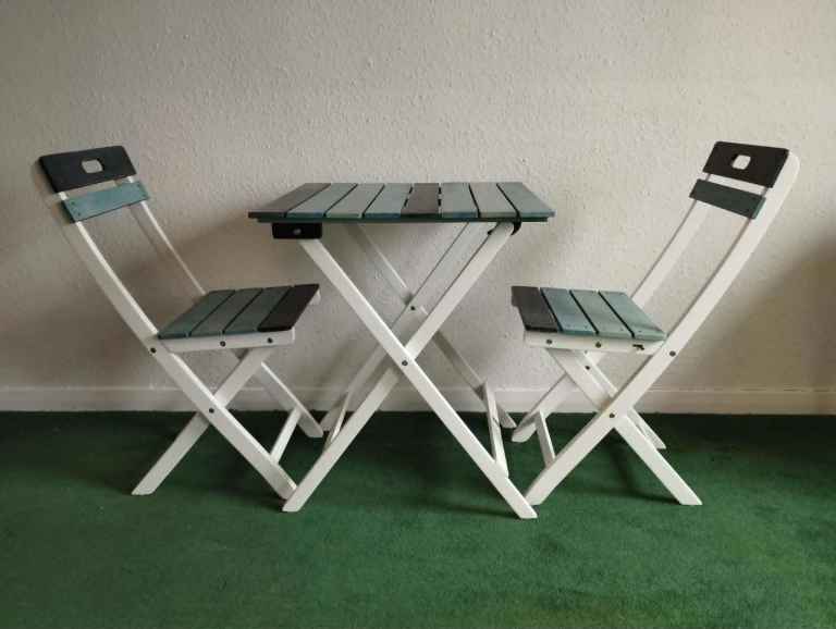 Folding Table and Chairs Set - Wood for conservatory or occasional patio use, Good Condition
