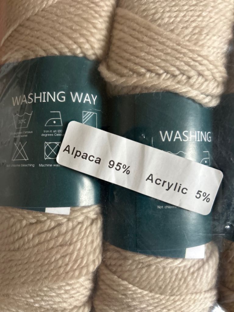 New Alpaca & Acrylic Yarn – Beige & Dark Grey, 500g Packs