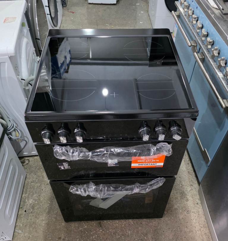 Hotpoint 60cm Ceramic Cooker Black - Free local delivery, £350.00 for Sale