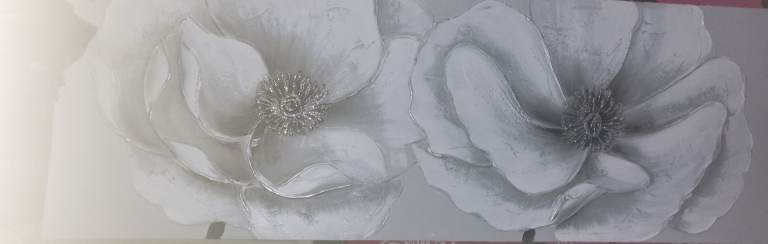 Large Floral Canvas Wall Art – Grey Flowers