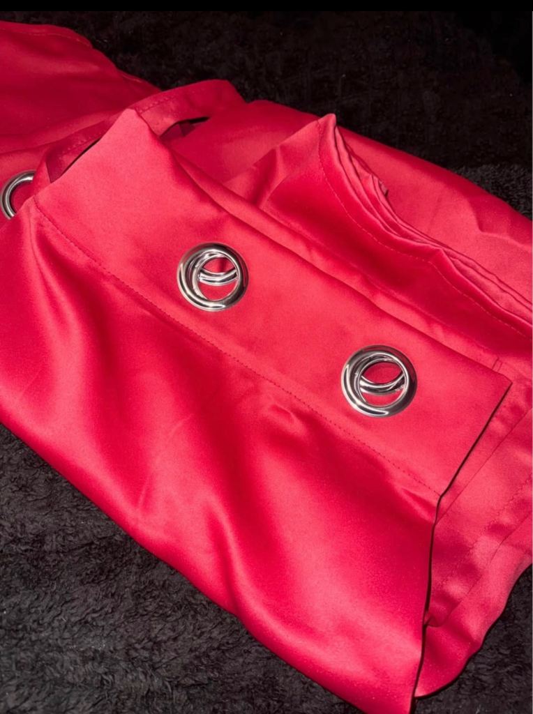 Red Eyelet Tie Back Curtains