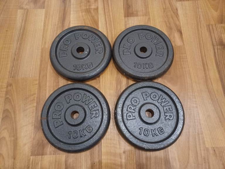 image for 2 x 10KG CAST IRON WEIGHTS PLATES SET - 1 Inch Holes