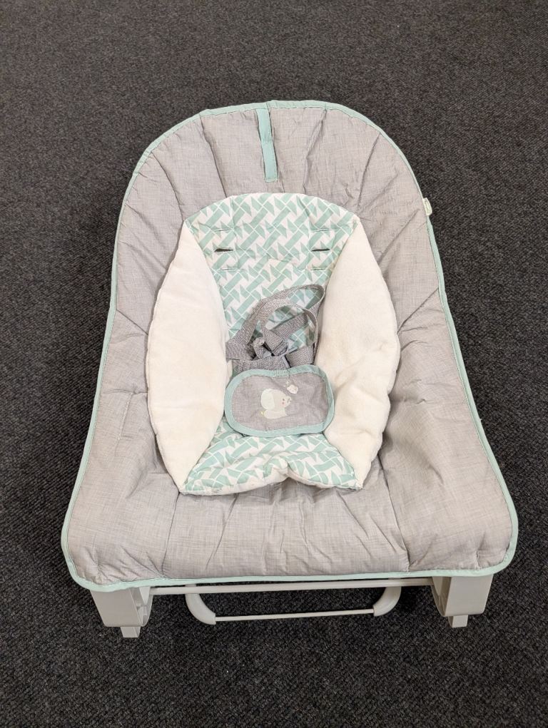 Baby Bouncer/Rocker Chair - Grey and Mint Green, Good Condition