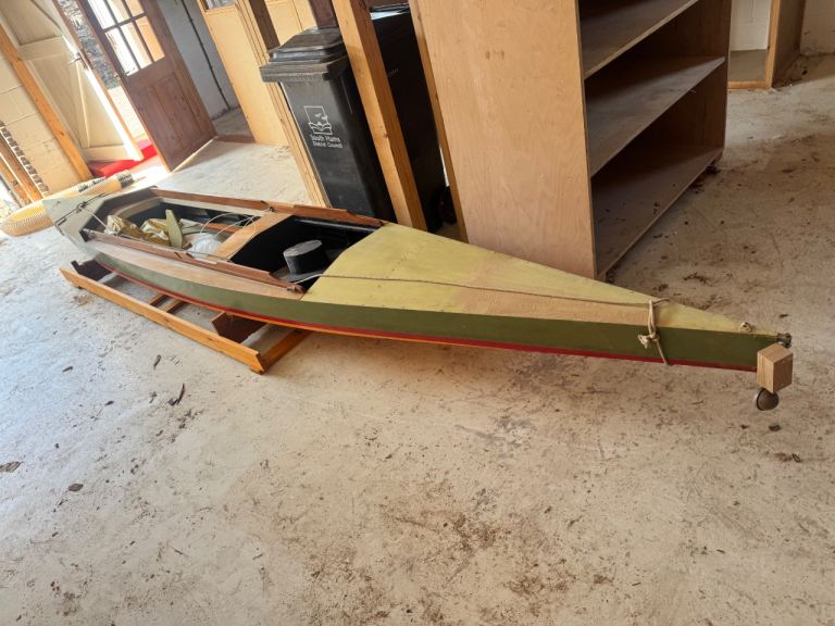 Vintage Wooden Canoe – Handcrafted Timber Boat – Nautical Display Piece Possible Delivery