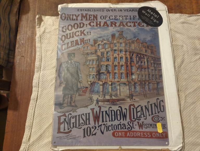 English Window Cleaning Company Metal Sign