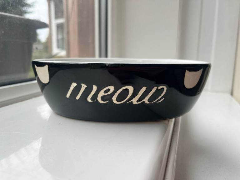 Oval ceramic cat food / water bowl