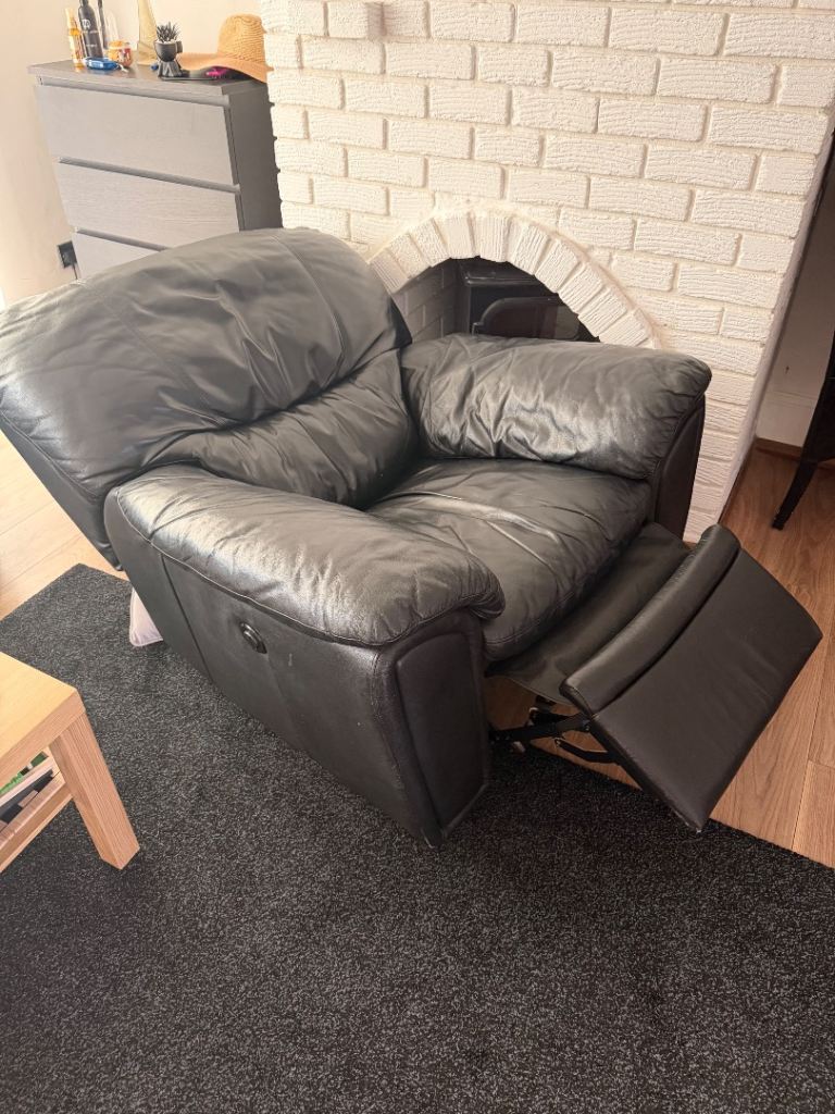 Leather electric recliner armchair