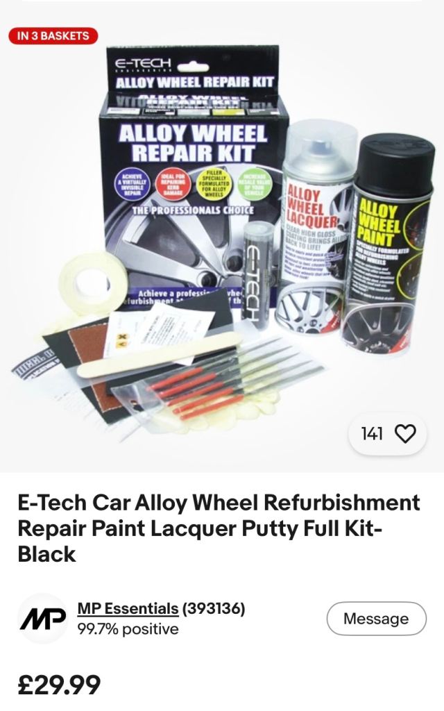 Alloy wheel repair kit (black) £25