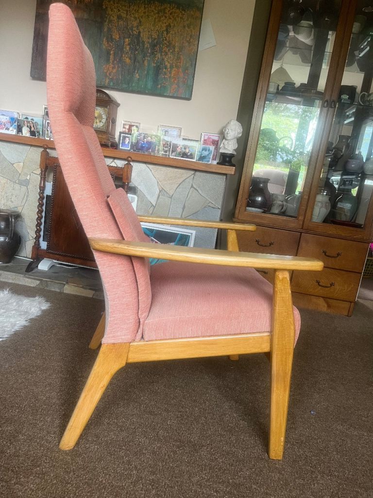 Parker Knoll 1970s high back Russell orthopaedic armchairs x2