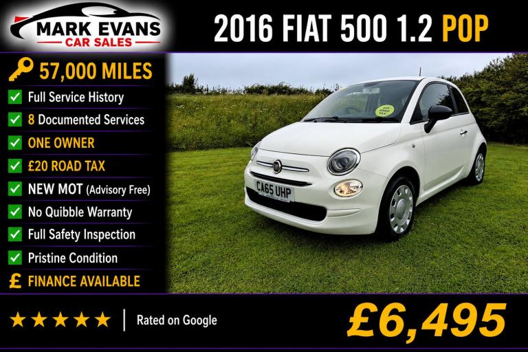 2016 Fiat 500 1.2 Pop 3dr HATCHBACK Petrol Manual