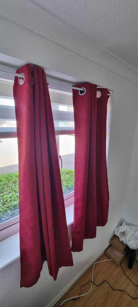 Wine red apron curtains set of 4