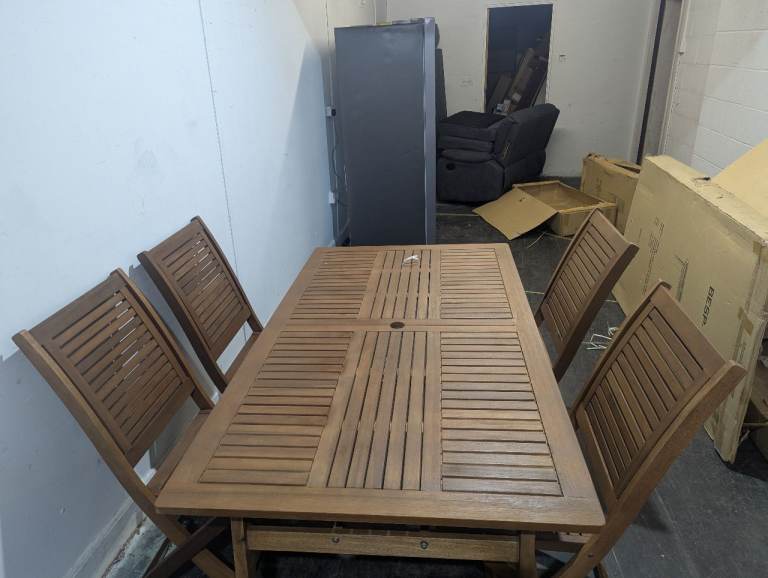 ASKHOLMEN table+4 folding chairs, outdoor, dark brown £199__