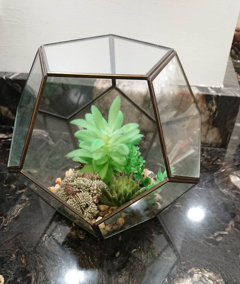 Glass Terrarium with Artificial Succulents – As Good As New