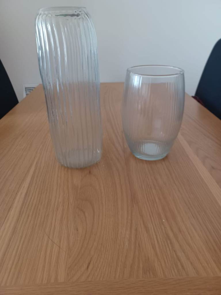 Clear Glass Vases - Set of Two, Good Condition