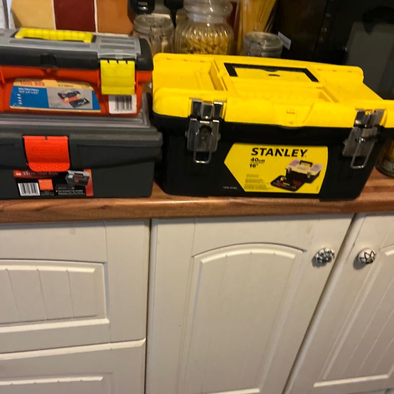 Stanley 40cm 16" Toolbox and B&Q 33cm Toolbox – Good Condition