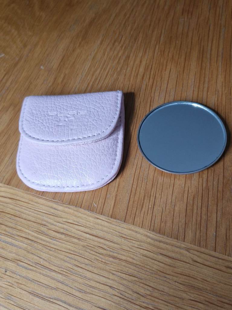 PURE Compact Mirror with Pink Leather Pouch – Good Condition