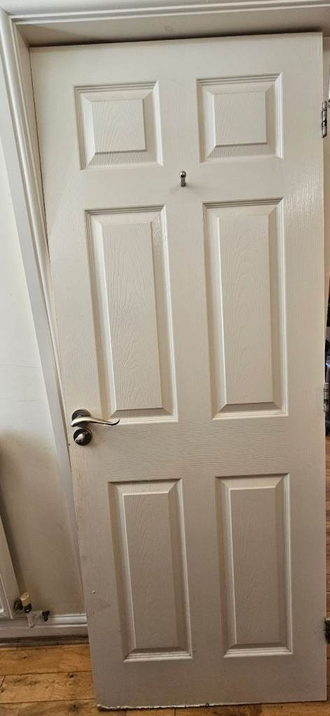 Internal White Panelled Door with Handle - Good Condition