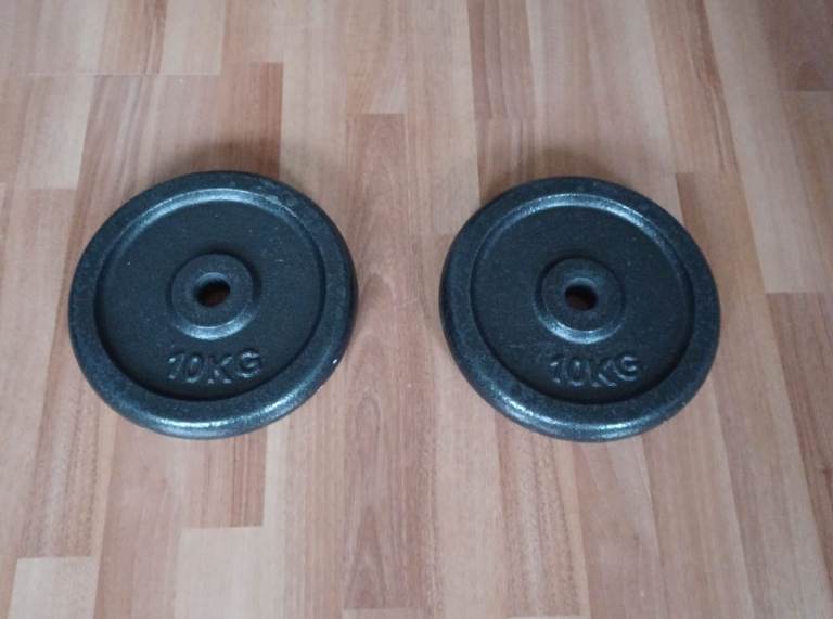 Two 10kg Cast Iron Weight Plates