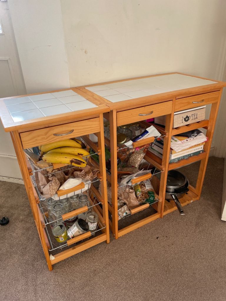 Robert Dyas Wooden and Ceramic Top Kitchen Trolleys (Single and/or Double) Please read description