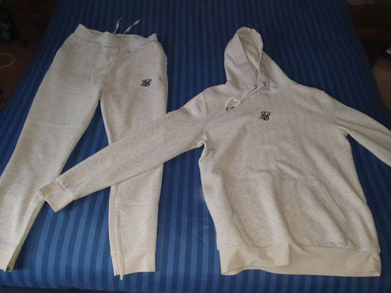 SikSilk Cream Tracksuit – Hoodie and Joggers, Excellent Condition