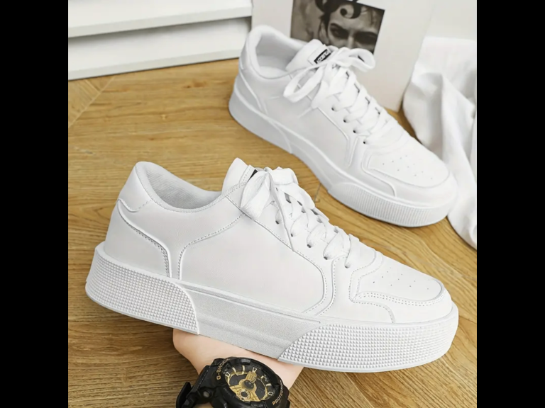 Men’s faux leather thick sole platform skateboard sneakers trainers shoes size UK11