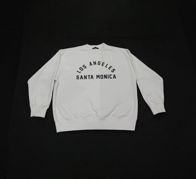 Los Angeles Santa Monica Sweatshirt – White Crewneck Jumper – Size S/M – Minor Mark