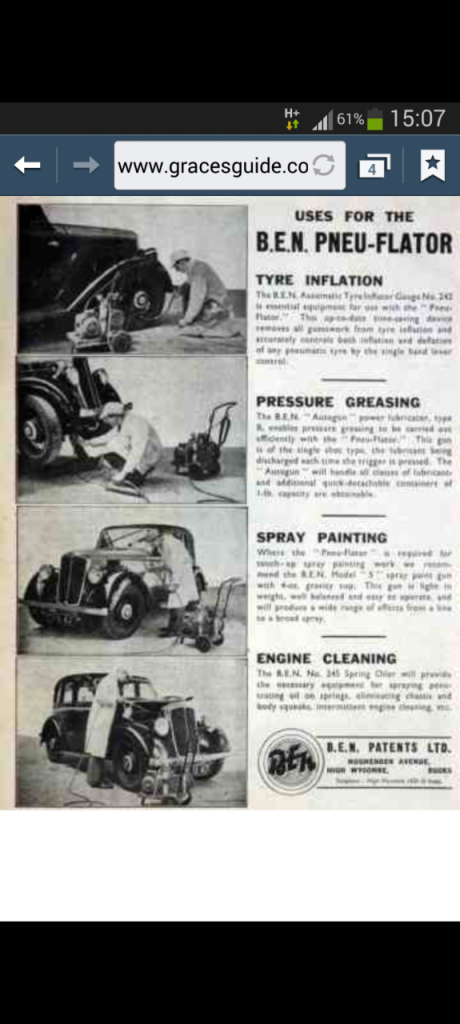 Vintage air compressor by B.E.N of London 