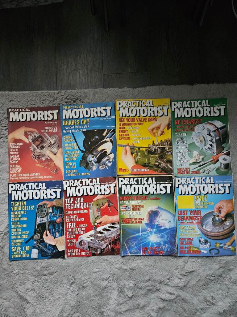 8 Vintage Practical Motorist Magazines 1986