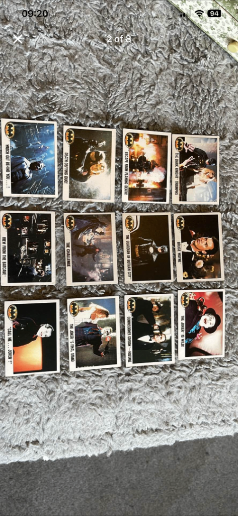 Original vintage 1989 Batman movie trading cards 