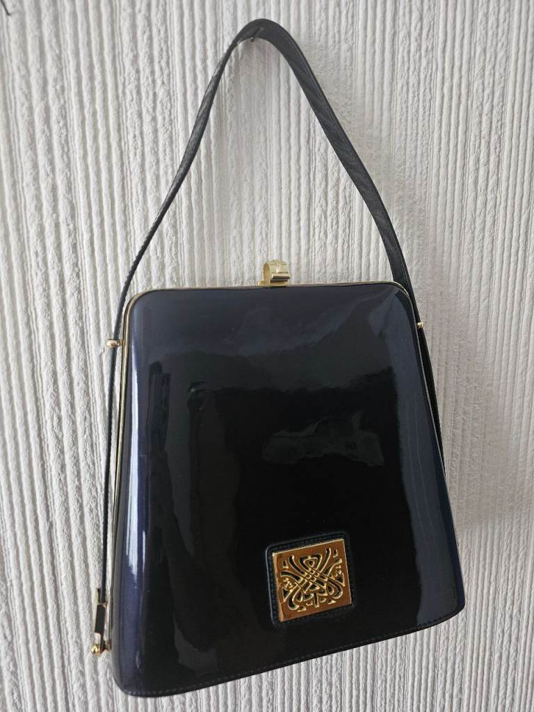 BIBA Navy Patent Leather Handbag