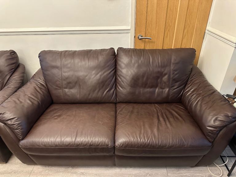 Leather sofa suite