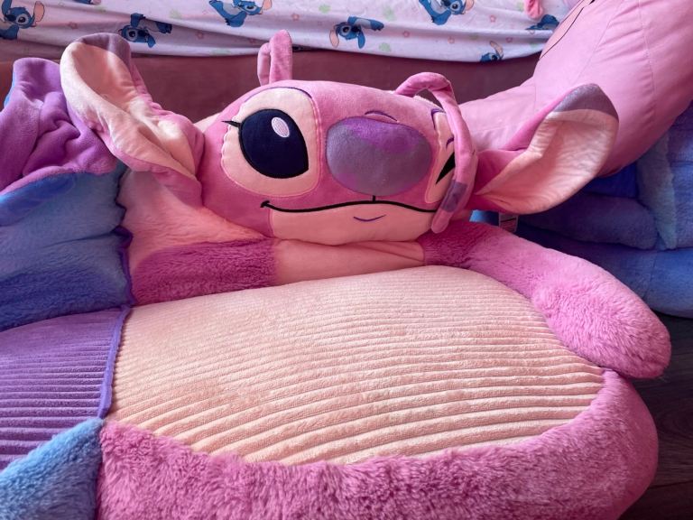 Large Pink Angel Stitch Plush Toy/Floor Cushion – Good Condition