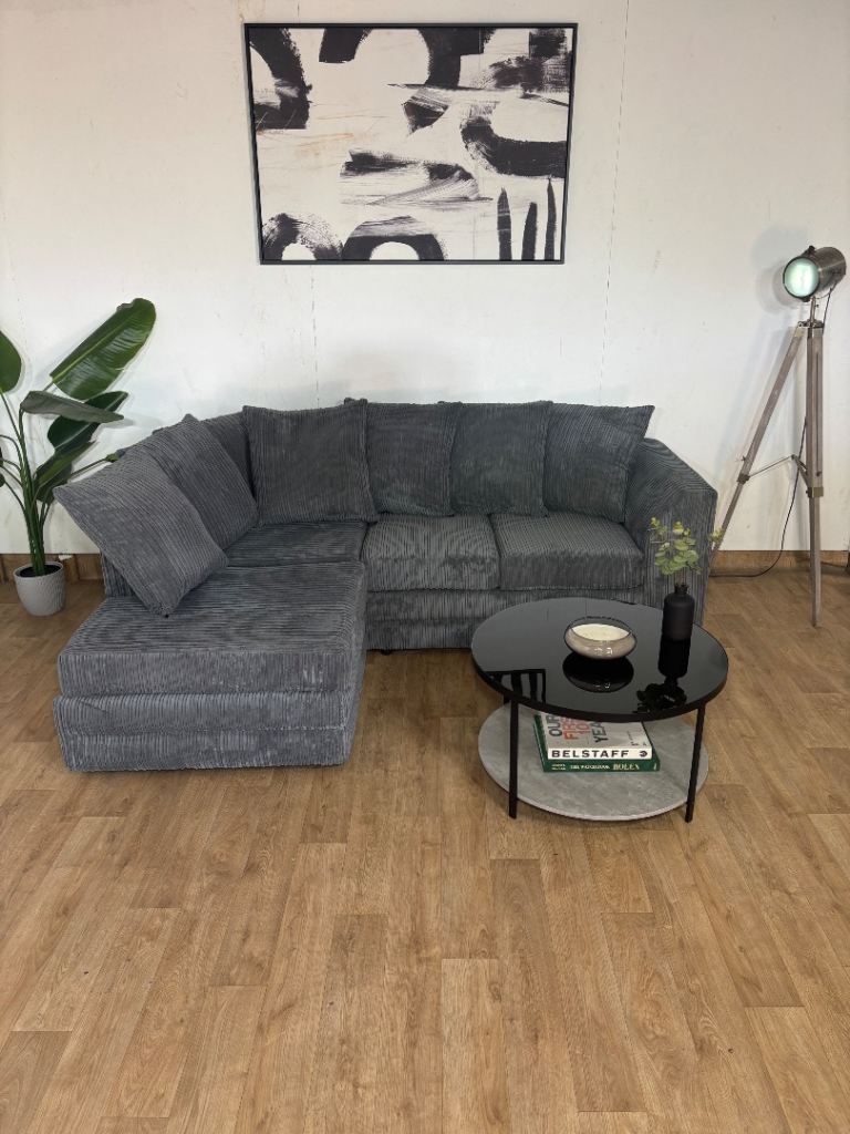 Grey Cord L Shape Sofa FREE DELIVERY £320
