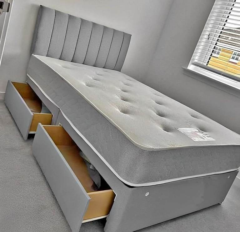 image for DIVAN 5FT King Size Bed Base With Mattress & Storage Drawers 20% Off Amazing Price