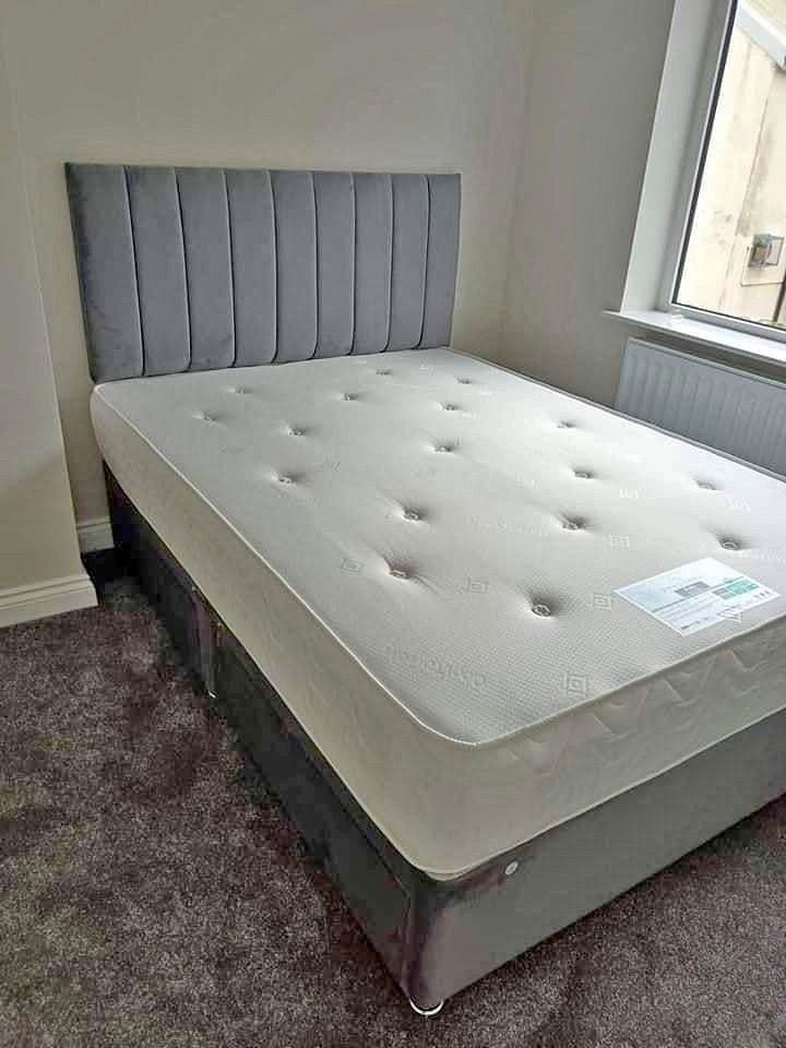 image for 😍 Premium Offer 🔥 4ft6 Divan Double Bed + Mattress 🚛 Free Home Delivery