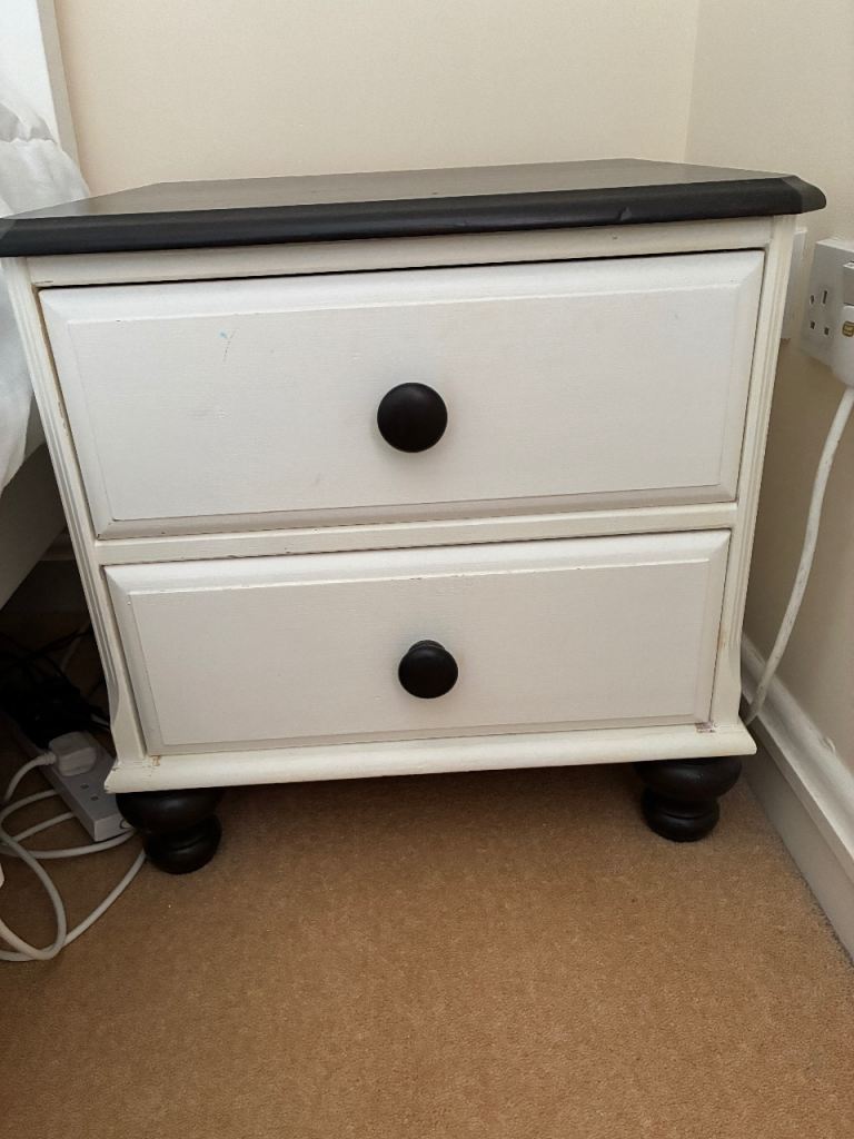 White and Dark Wood Bedside Table with 2 Drawers,white double bed no mattress, ikeabilly book shelf
