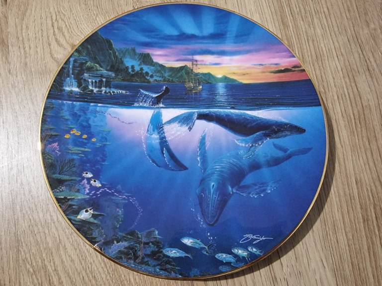 HAMILTON OCEAN WHALE PLATE RHAPSODY OF HOPE JOHN ENRIGHT 23K GOLD COA FREE SHIP