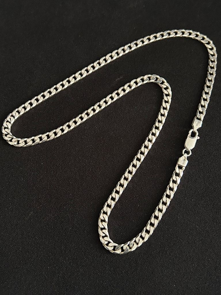Flat Curb Link Chain 925 Sterling Solid Silver 20" Inches (51cm) 25.6g 4.5mm