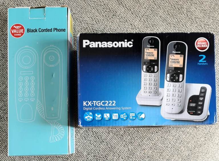 Panasonic Cordless Phone System KX-TGC222 with 2 Handsets – New in Box