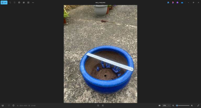 medium blue glazed pot 