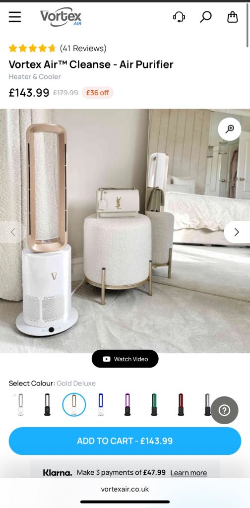 image for Air cleanse air purifier cooling and heating