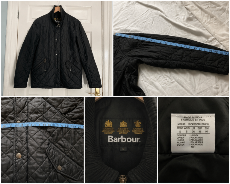 Barbour Quilted Jacket Black - Men's Small, Good Condition