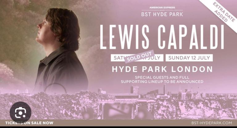 Lewis Capaldi BST Hyde Park Ticket –Sat 11th July