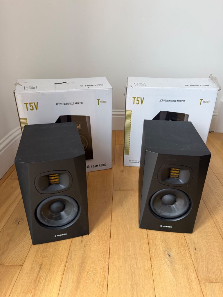 Adam Audio T5V Studio Monitors (Pair) – Boxed, w/ Manuals & Power Leads